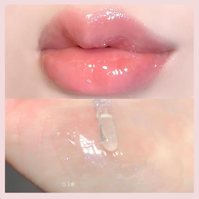Mirror Water Lip Gloss Glitter Shimmer Lip Glaze Transparent Moisturizing Lip Oil Waterproof Lipstick Lip Tint Korean Makeup