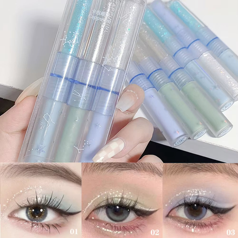 8 Colors Glitter Liquid Eyeshadow Highlighter Waterproof Pearlescent Shiny Eye Shadow Sequin Eye Cosmetics Korean Makeup