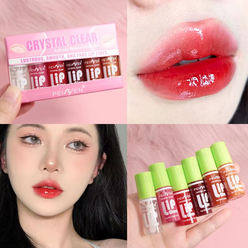 6PCS Moisturizing Lip Gloss Transparent Lip Oil Sexy Hydrating Lip Lip Cosmetics for Make up Liquid Lipstick Lips Cosmetics Gift