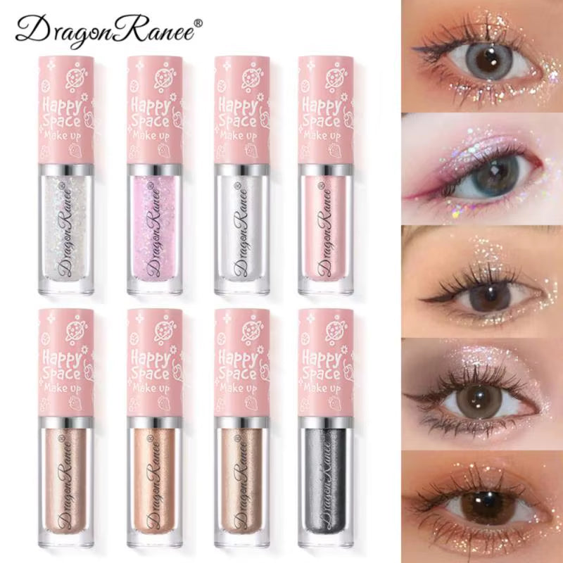 8 Colors Glitter Liquid Eyeshadow Highlighter Waterproof Pearlescent Shiny Eye Shadow Sequin Eye Cosmetics Korean Makeup