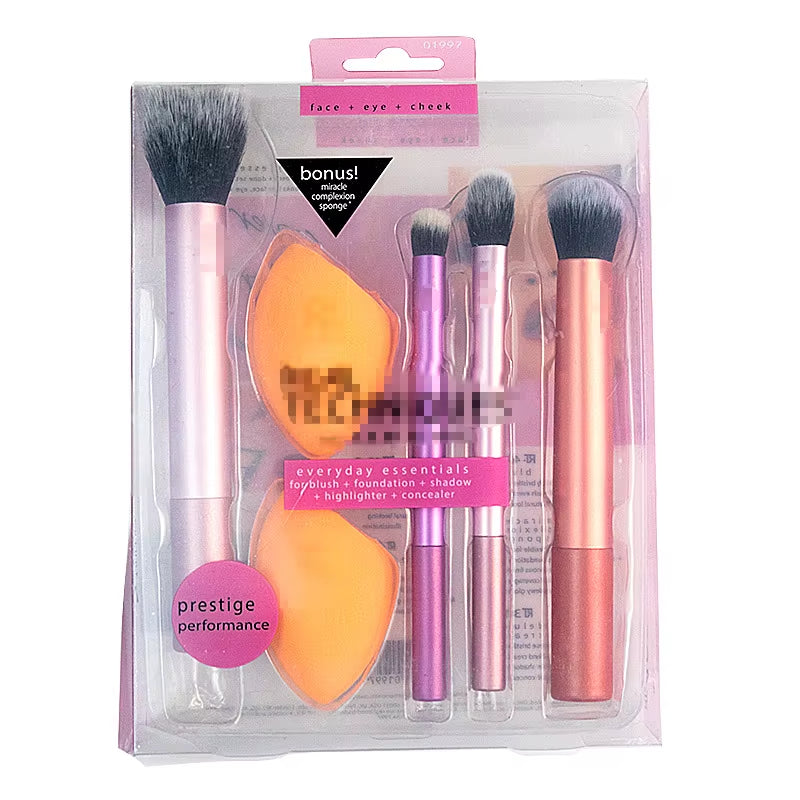 Premium Complete Makeup Brush Set: Powder, Blusher, Halo Dye, Eye Shadow Brushes, and Beauty Sponge