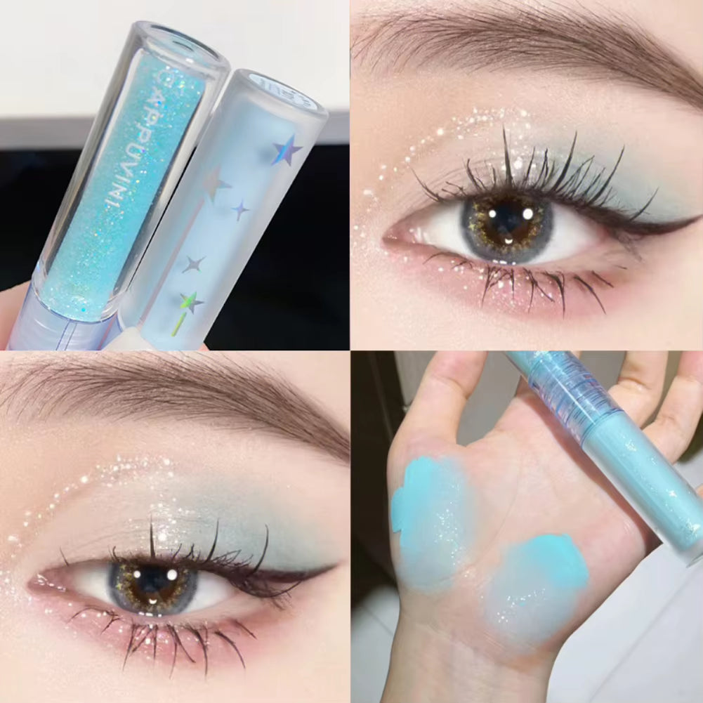 8 Colors Glitter Liquid Eyeshadow Highlighter Waterproof Pearlescent Shiny Eye Shadow Sequin Eye Cosmetics Korean Makeup