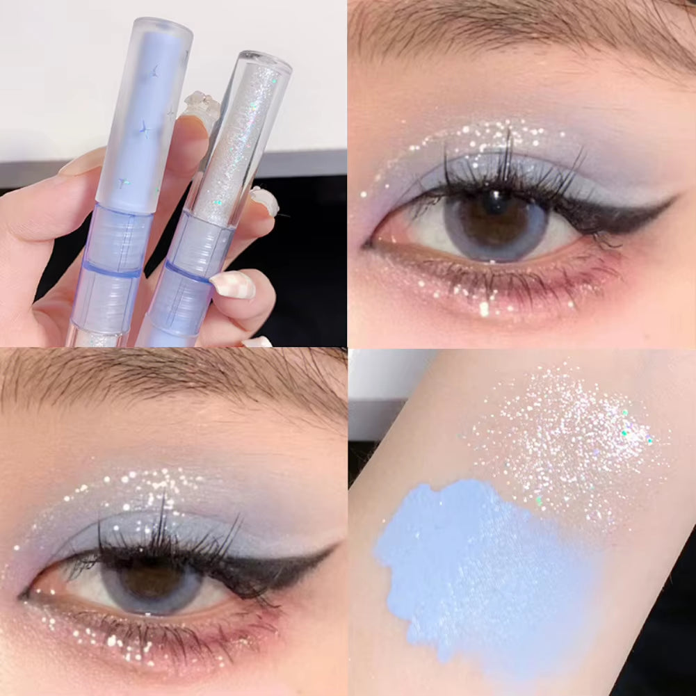 8 Colors Glitter Liquid Eyeshadow Highlighter Waterproof Pearlescent Shiny Eye Shadow Sequin Eye Cosmetics Korean Makeup