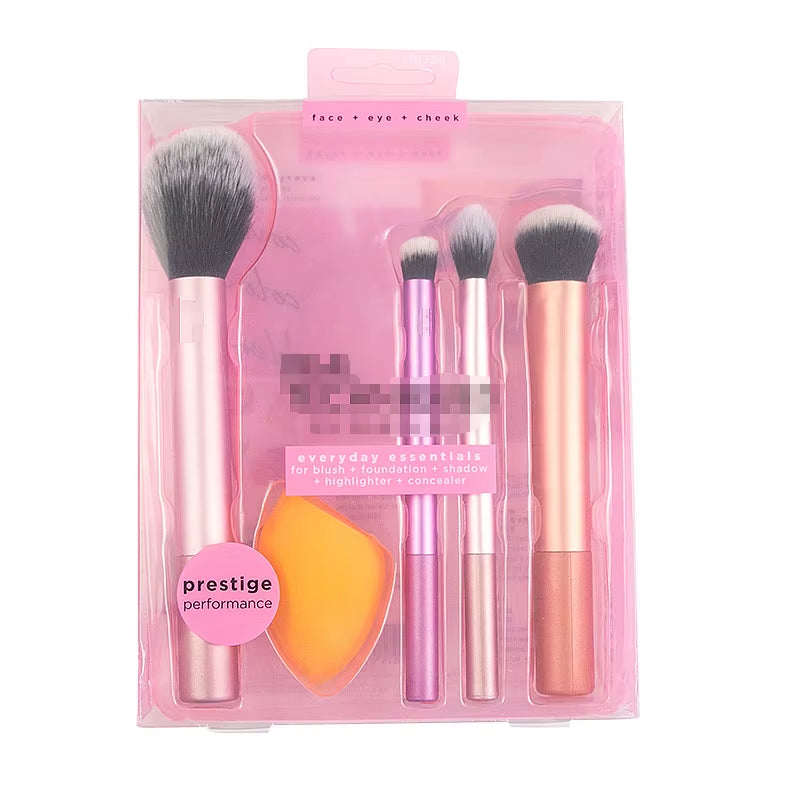 Premium Complete Makeup Brush Set: Powder, Blusher, Halo Dye, Eye Shadow Brushes, and Beauty Sponge