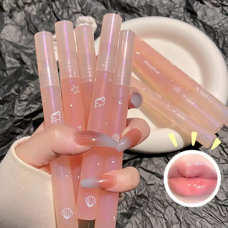 Mirror Water Lip Gloss Glitter Shimmer Lip Glaze Transparent Moisturizing Lip Oil Waterproof Lipstick Lip Tint Korean Makeup