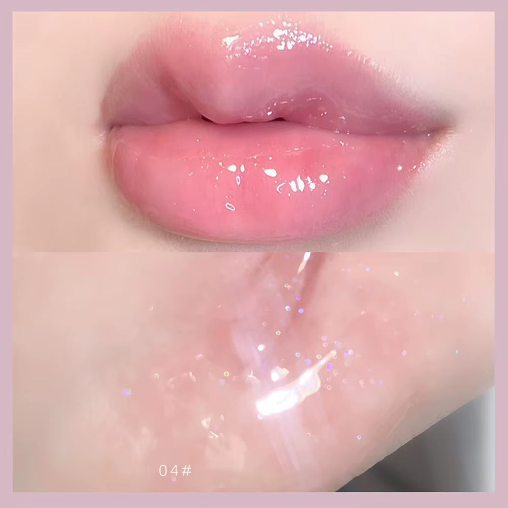 Mirror Water Lip Gloss Glitter Shimmer Lip Glaze Transparent Moisturizing Lip Oil Waterproof Lipstick Lip Tint Korean Makeup