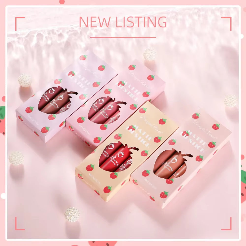 3 PCS Liquid Lipstick Korean Makeup for Women Lip Gloss Set Cosmetics Cheap Lip Stick Matte Lip Tint Stain Long Lasting Beauty