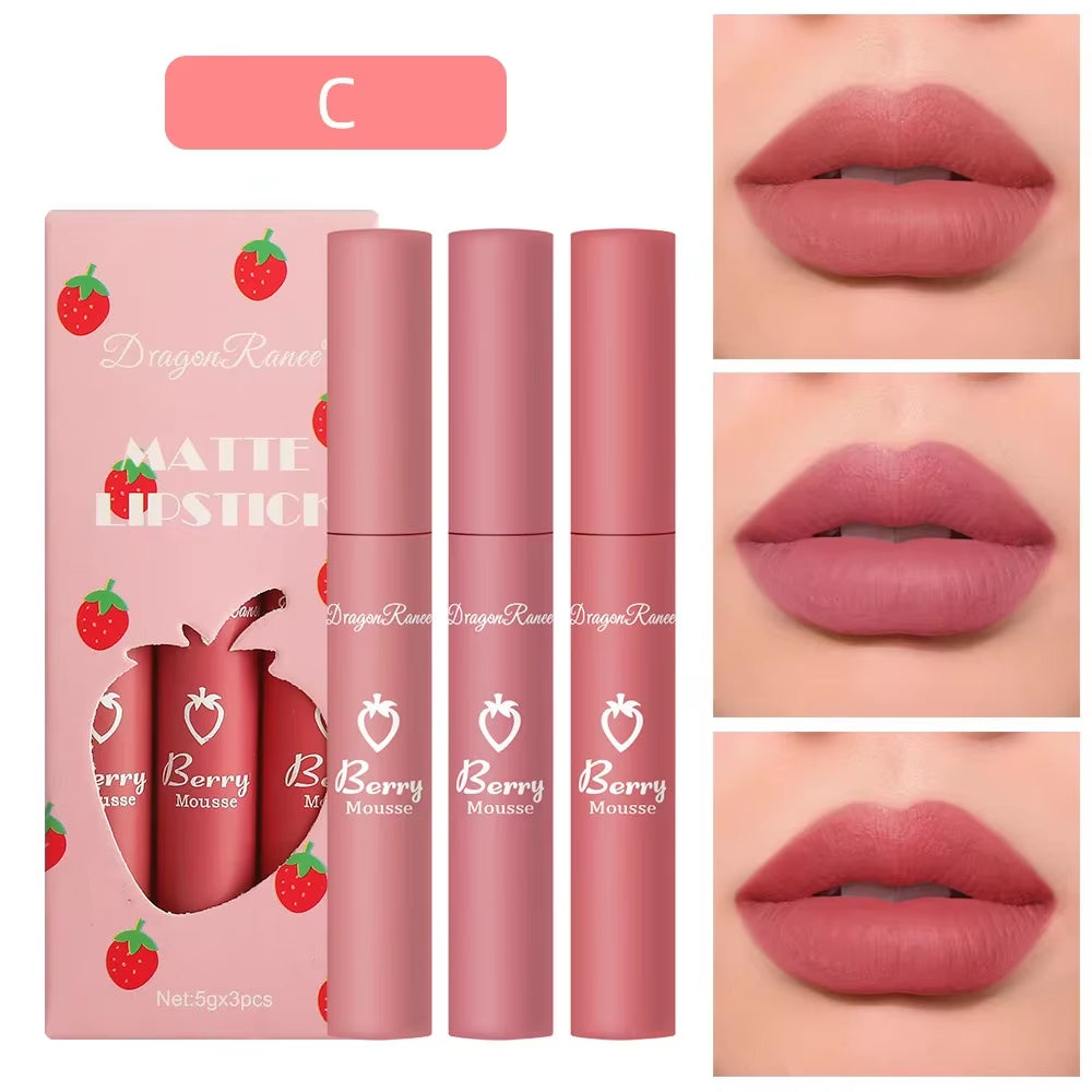 3 PCS Liquid Lipstick Korean Makeup for Women Lip Gloss Set Cosmetics Cheap Lip Stick Matte Lip Tint Stain Long Lasting Beauty