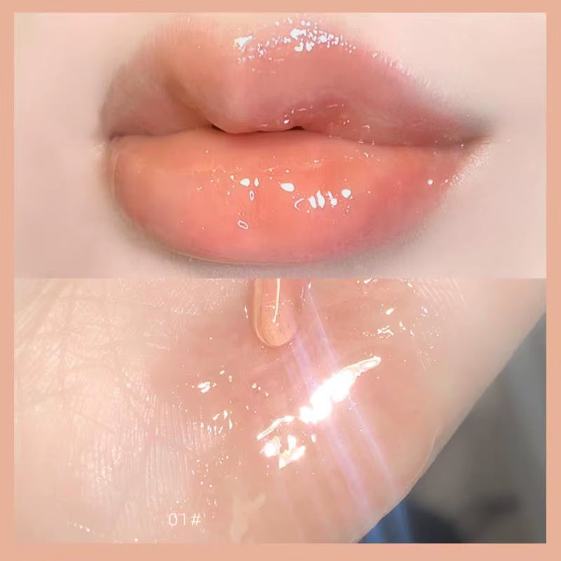 Mirror Water Lip Gloss Glitter Shimmer Lip Glaze Transparent Moisturizing Lip Oil Waterproof Lipstick Lip Tint Korean Makeup
