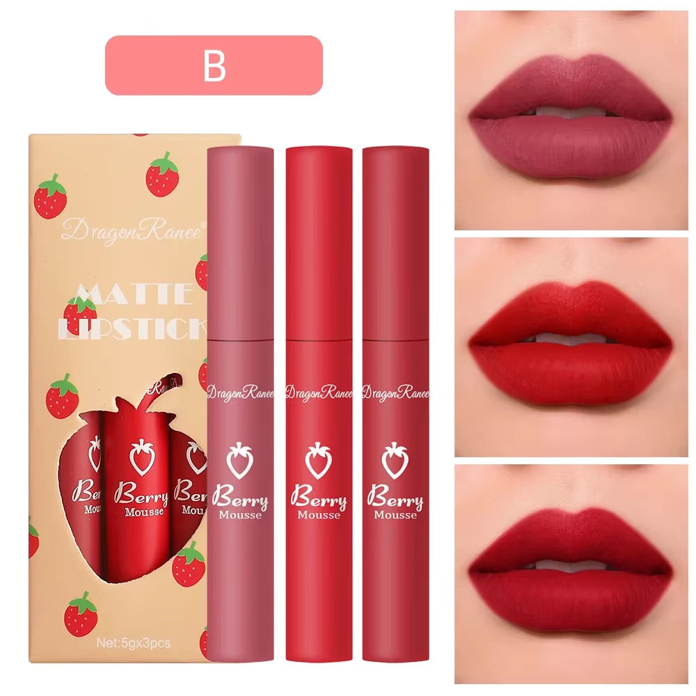 3 PCS Liquid Lipstick Korean Makeup for Women Lip Gloss Set Cosmetics Cheap Lip Stick Matte Lip Tint Stain Long Lasting Beauty