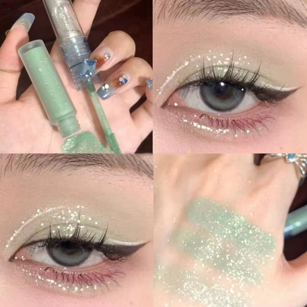 8 Colors Glitter Liquid Eyeshadow Highlighter Waterproof Pearlescent Shiny Eye Shadow Sequin Eye Cosmetics Korean Makeup