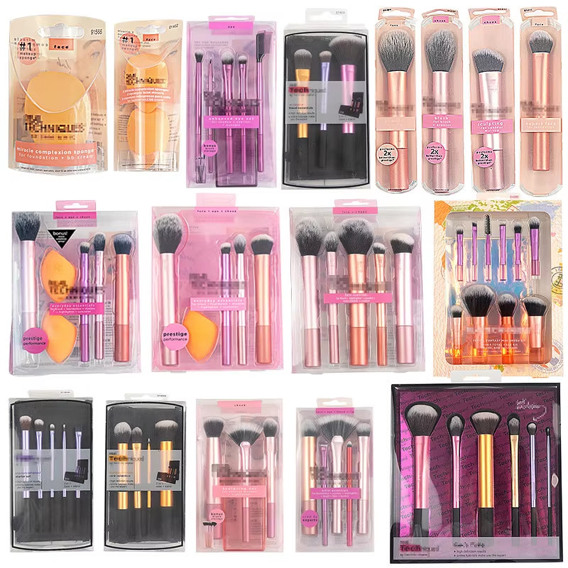 Premium Complete Makeup Brush Set: Powder, Blusher, Halo Dye, Eye Shadow Brushes, and Beauty Sponge