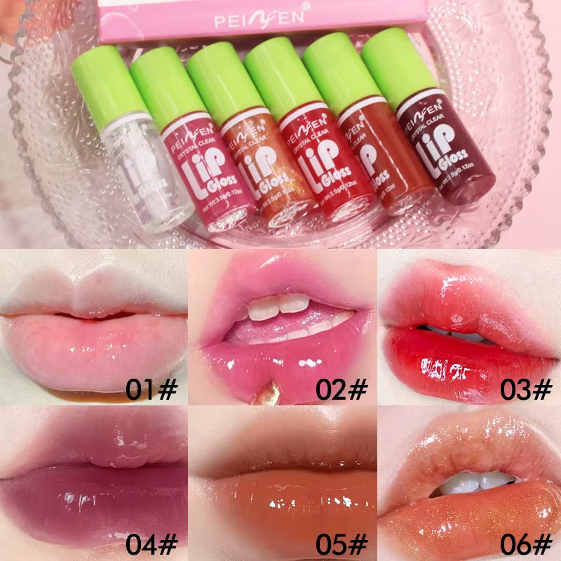 6PCS Moisturizing Lip Gloss Transparent Lip Oil Sexy Hydrating Lip Lip Cosmetics for Make up Liquid Lipstick Lips Cosmetics Gift