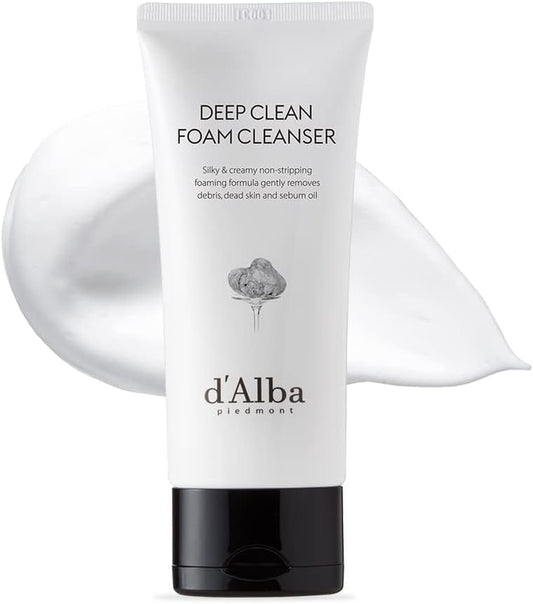 D’Alba Italian White Truffle Deep Clean Foam Cleanser, Vegan Skincare, Gentle Foam Cleanser with White Truffles for All Skin Types, Safe for Sensitive Skin, Hypoallergenic, Korean Skincare (80Ml)