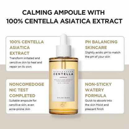 Centella Asiatica Essence Ampoule from Madagascar - Moisturizing and Soothing Formula for Dryness Relief and Skin Brightening