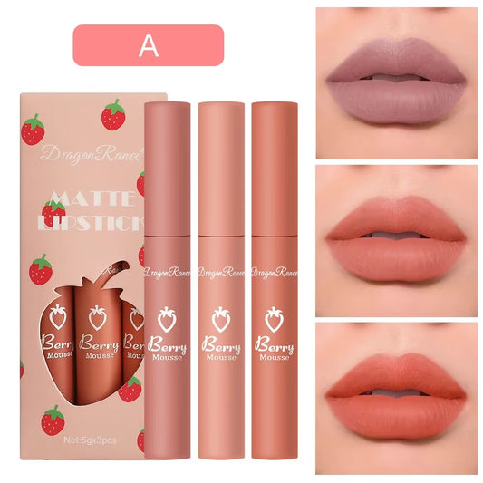 3 PCS Liquid Lipstick Korean Makeup for Women Lip Gloss Set Cosmetics Cheap Lip Stick Matte Lip Tint Stain Long Lasting Beauty