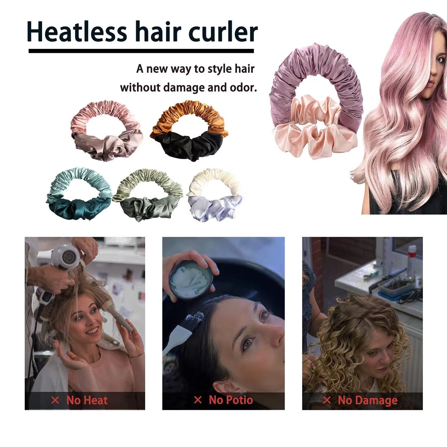 Curly Hair Products Silk Sleep Hair Curler Roller No Heat Short Long Hair Styling Tool Heatless Hair Curlers Boucleur Cheveux