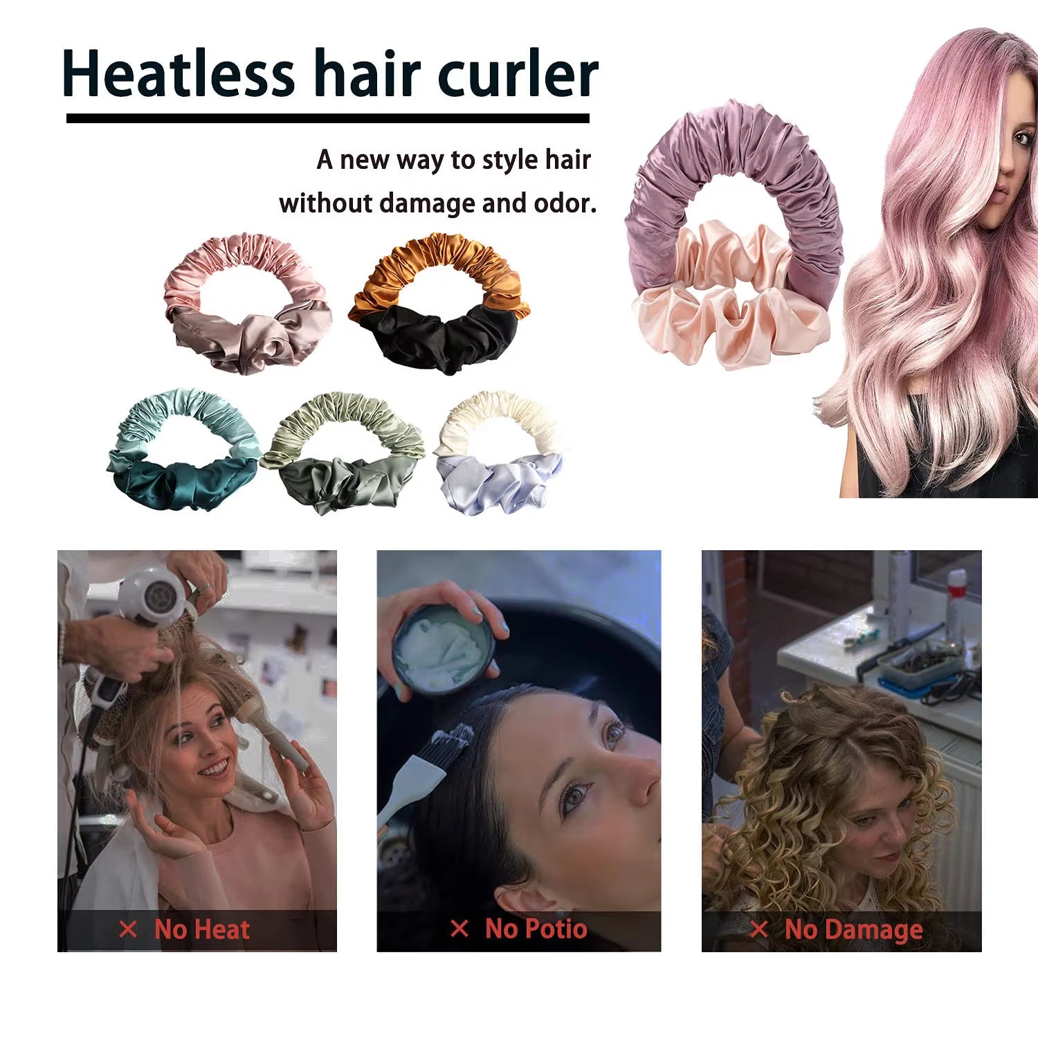 Curly Hair Products Silk Sleep Hair Curler Roller No Heat Short Long Hair Styling Tool Heatless Hair Curlers Boucleur Cheveux